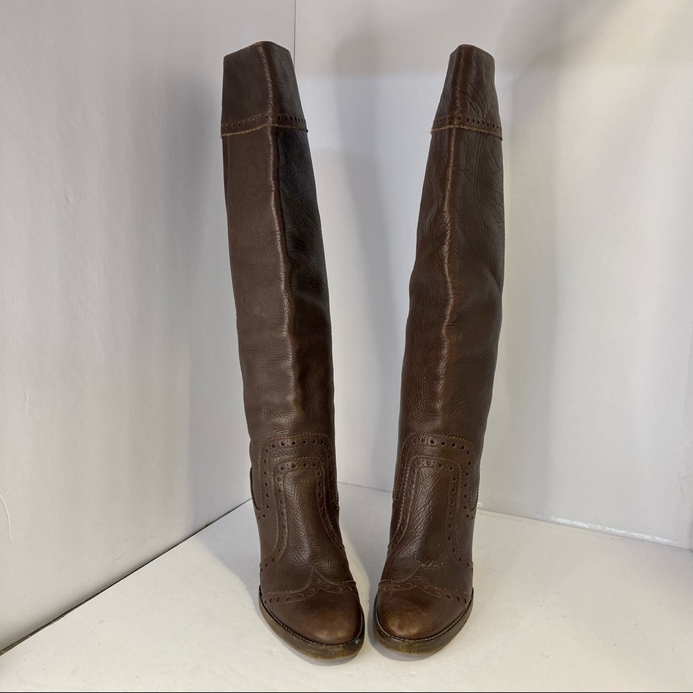 Michael Kors tall brown pebbled caviar leather boots size 7.5 - Picture 4 of 6